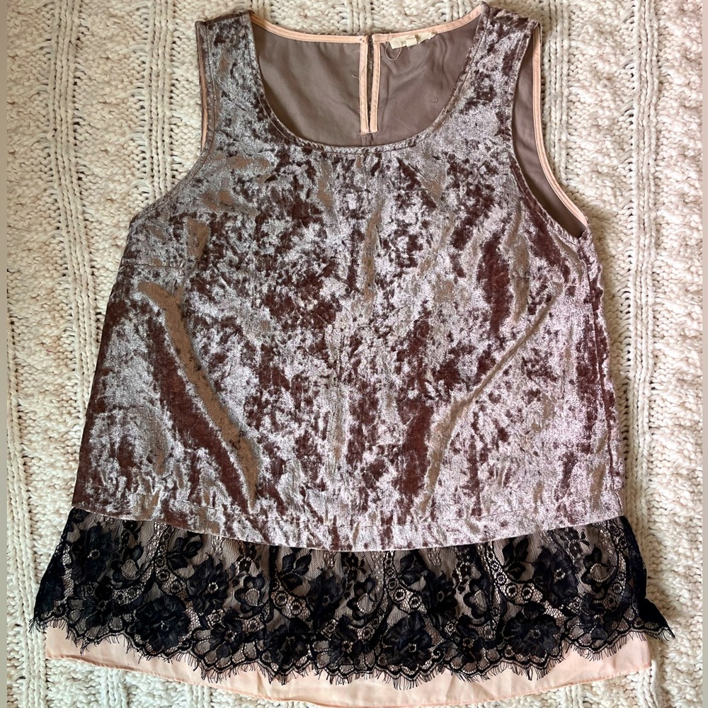 Mystree Velvet & Lace Layered Tunic